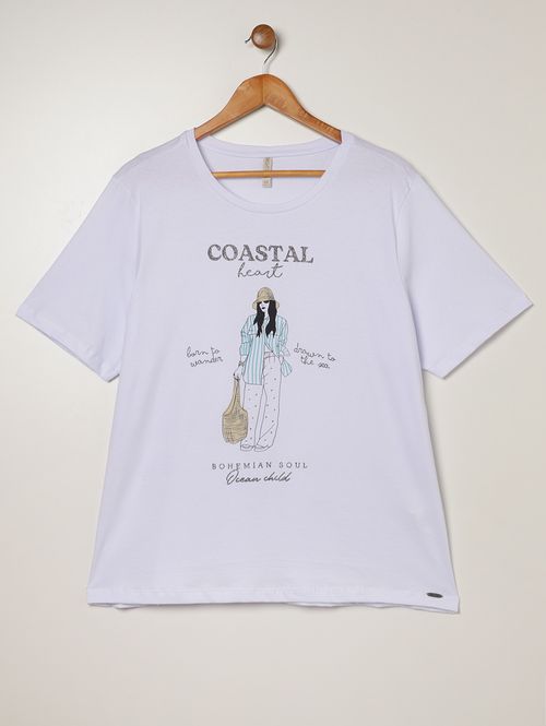 Camiseta Manga Curta Plus Size Feminina BRANCO