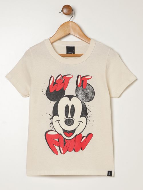 Camiseta Disney Manga Curta Infantil Para Menino- OFF WHITE