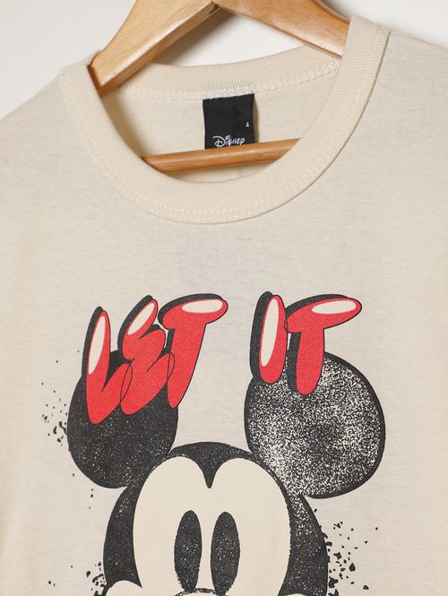 Camiseta Disney Manga Curta Infantil Para Menino- OFF WHITE