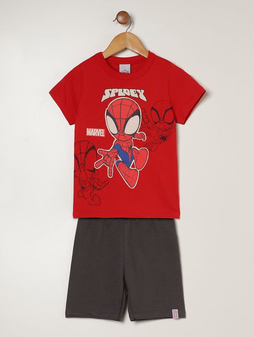 Conjunto Curto Spidey Man Infantil Para Menino- VERMELHO