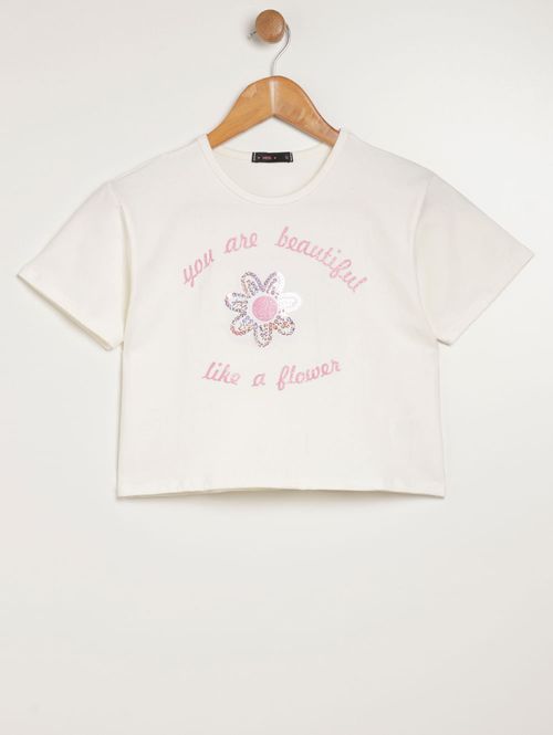 Conjunto Curto com Tule Juvenil Para Menina - OFF WHITE