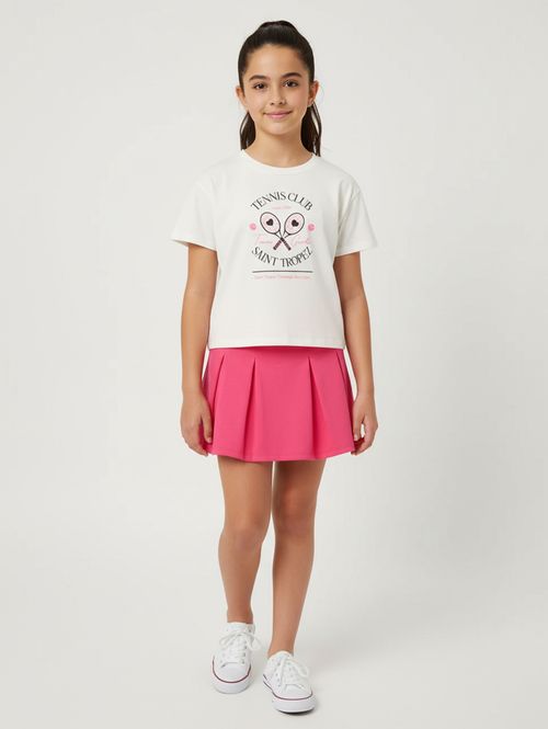 Conjunto Curto Juvenil Para Menina - OFF WHITE