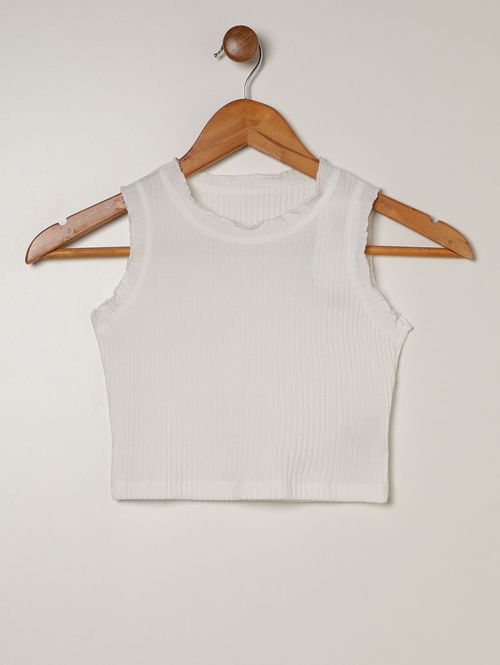 Conjunto Canelado Curto Juvenil Para Menina- OFF WHITE