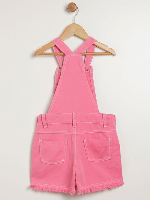 Jardineira Jeans Infantil Para Menina - ROSA