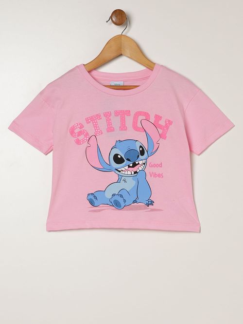 Conjunto Curto Stitch Disney Infantil Para Menina- ROSA