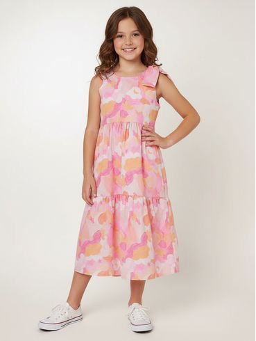 Vestido Laço Infantil Para Menina - ROSA