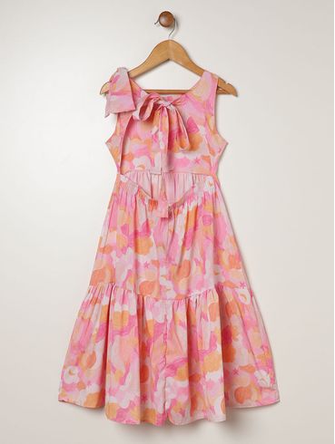 Vestido Laço Infantil Para Menina - ROSA