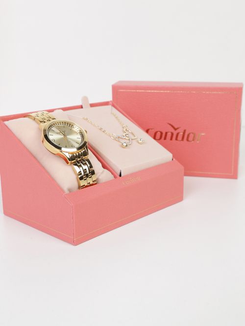Relógio+Acessório Condor Feminino DOURADO