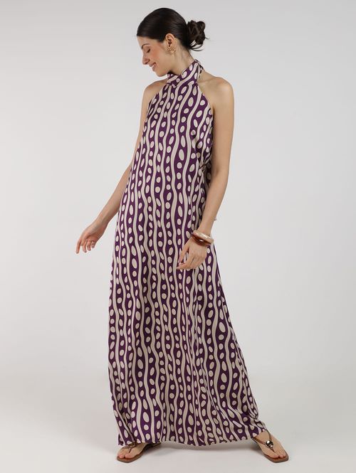 Vestido Cetim Estampado Feminino ROXO