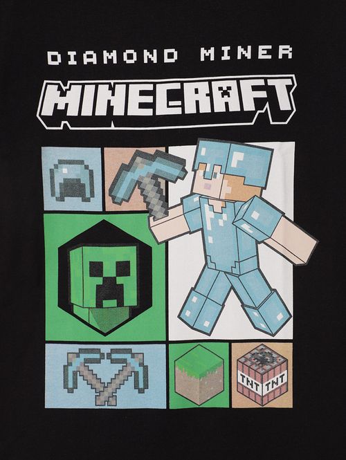 Camiseta Minecraft Infantil Para Menino - PRETO