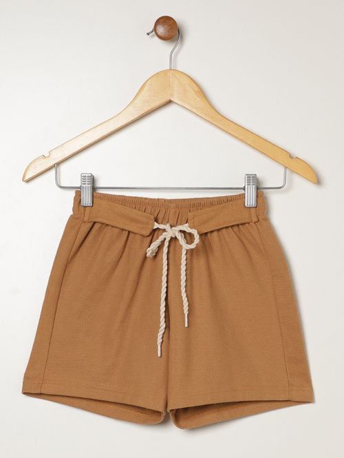 Short Moletinho Juvenil Para Menina- BEGE