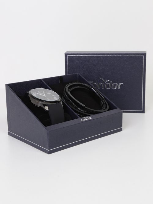 Relógio+Acessório Condor Masculino PRETO