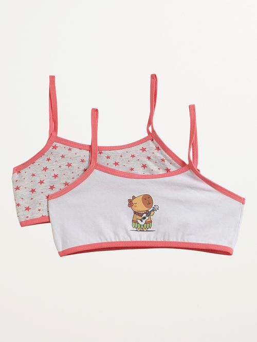 Kit Com 02 Sutiãs Cotton Infantil Para Menina- MESCLA/BRANCO
