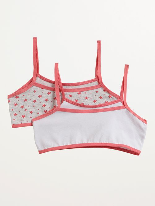 Kit Com 02 Sutiãs Cotton Infantil Para Menina- MESCLA/BRANCO
