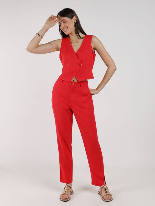Calça Linho Cenoura Autentique Feminina VERMELHO