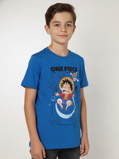 Camiseta Manga Curta Juvenil Para Menino - AZUL