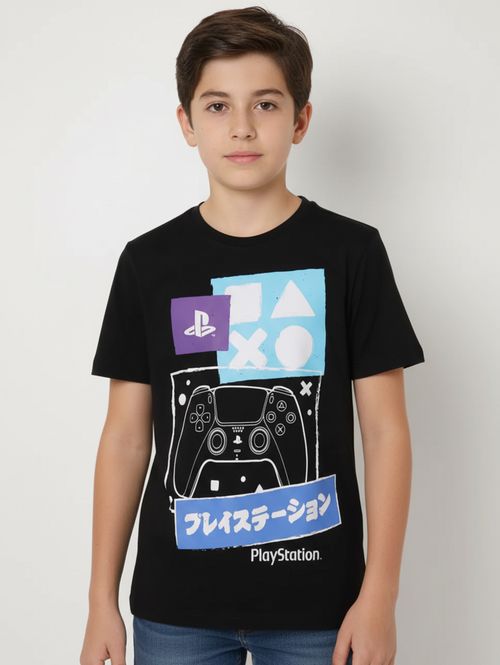 Camiseta PlayStation Juvenil Para Menino - PRETO
