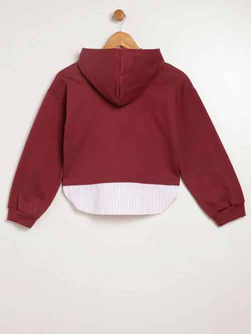Moletom Com Capuz Juvenil Para Menina - BORDO