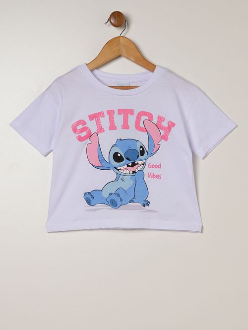 Conjunto Curto Stitch Disney Infantil Para Menina- BRANCO