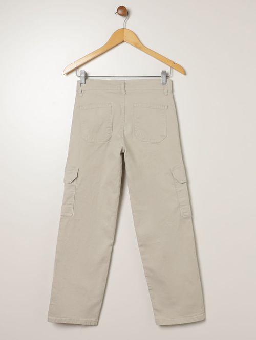 Calça Sarja Cargo Juvenil Para Menino - AREIA