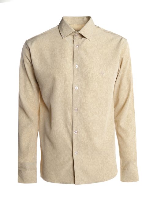 Camisa Regular Spandex Melange Masculina BEGE