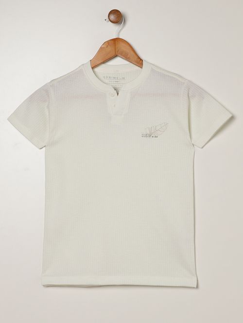 Camiseta Tricot Manga Curta Juvenil Para Menino - OFF WHITE