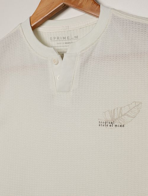 Camiseta Tricot Manga Curta Juvenil Para Menino - OFF WHITE