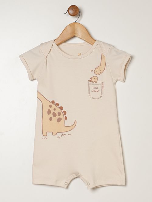 Macacão Estampado Infantil Para Bebê - BEGE