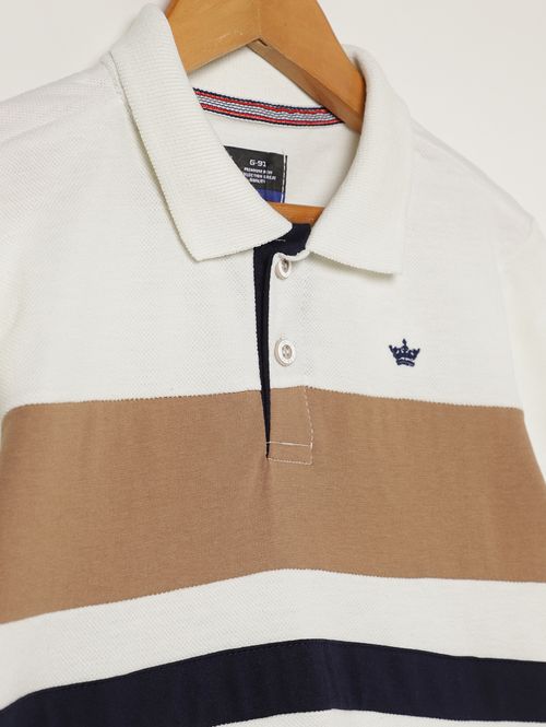 Polo Malha Manga Curta Infantil Para Menino - OFF WHITE