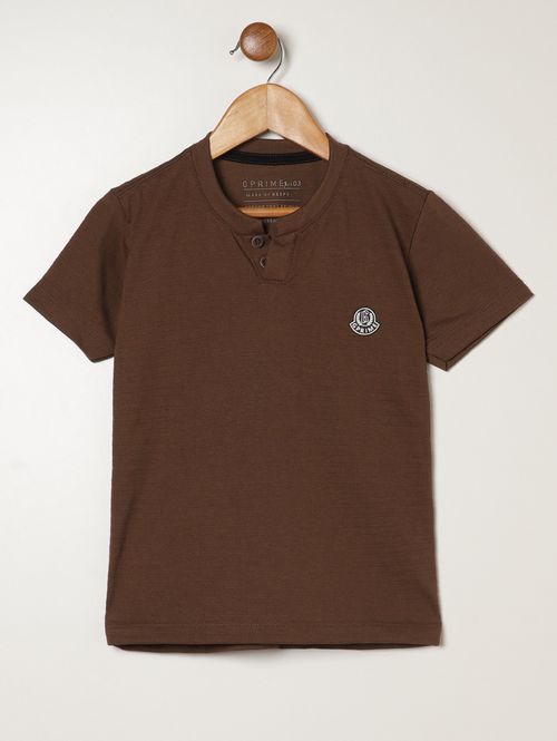 Camiseta Manga Curta Infantil Para Menino - MARROM