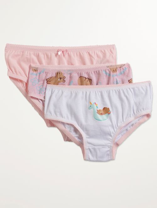Kit Com 03 Calcinhas Algodão Infantil Para Menina - ROSA CLARO/BRANCO