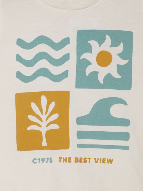 Conjunto Curto Estampado Infantil Para Menino - OFF WHITE