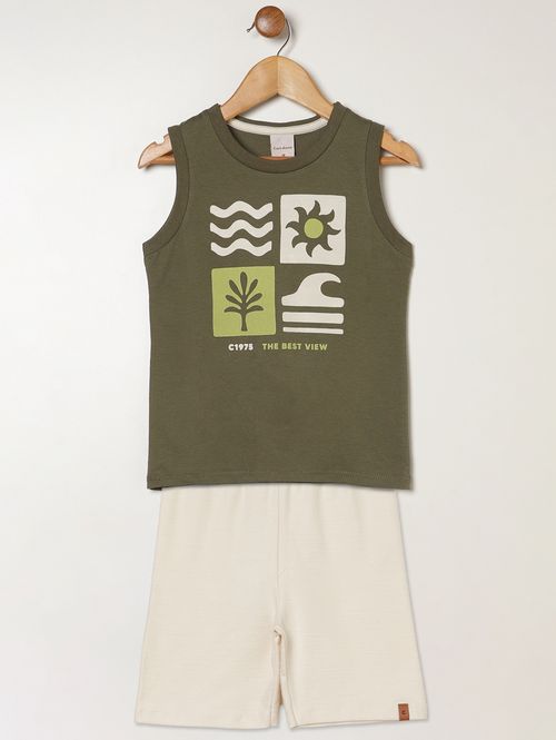 Conjunto Curto Estampado Infantil Para Menino - VERDE