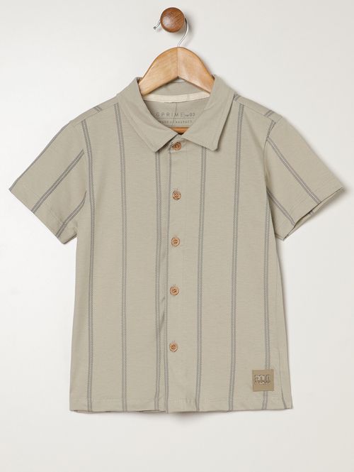 Camisa Listrada Infantil Para Menino - BEGE