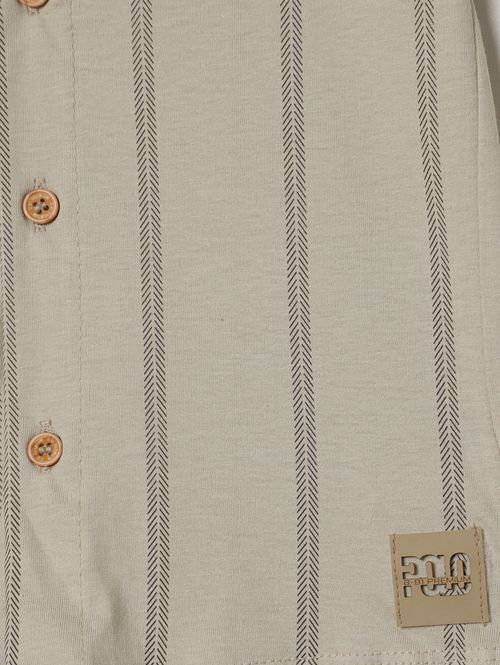 Camisa Listrada Infantil Para Menino - BEGE