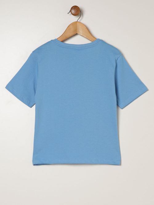 Blusa Stitch Manga Curta Infantil Para Menina - AZUL