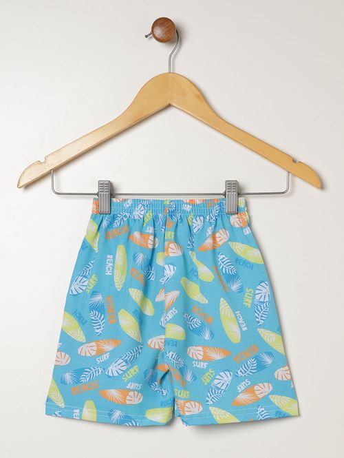 Bermuda Tactel Sublimado Infantil Para Menino- AZUL