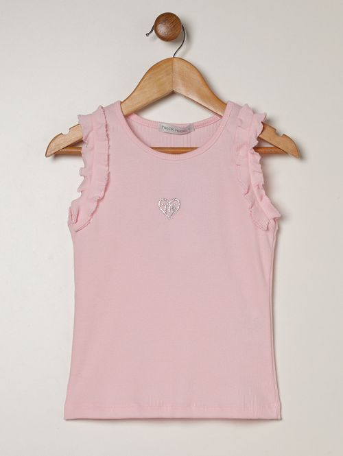 Blusa Canelada Regata Infantil Para Menina - ROSA CLARO