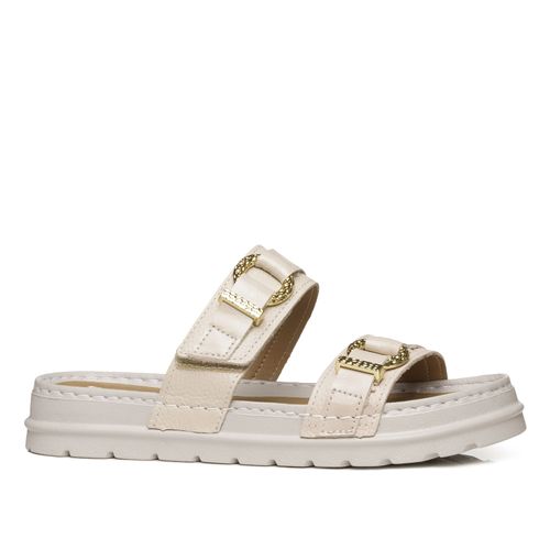 Chinelo Pegada Feminino em Couro Off White 234703-01