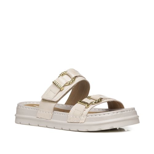 Chinelo Pegada Feminino em Couro Off White 234703-01