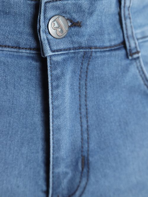 Bermuda Jeans Delavê Com Puídos Masculina AZUL