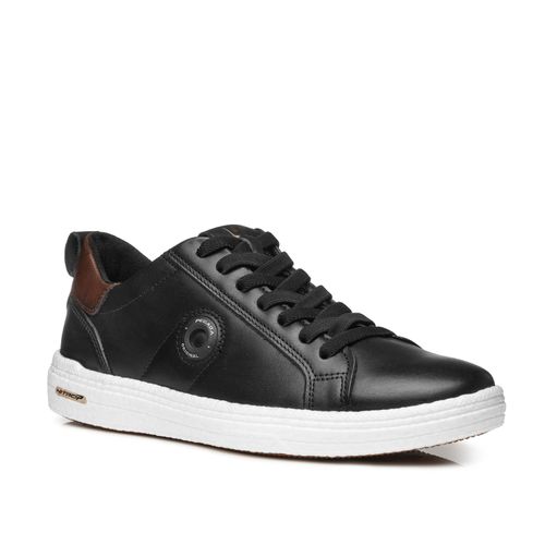 Tênis Casual Pegada Masculino em Couro Preto 112004-03