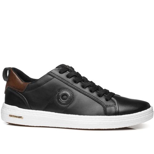 Tênis Casual Pegada Masculino em Couro Preto 112004-03
