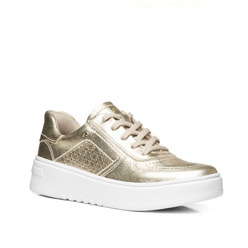 Tênis Pegada Feminino em Couro Ouro 213101-03