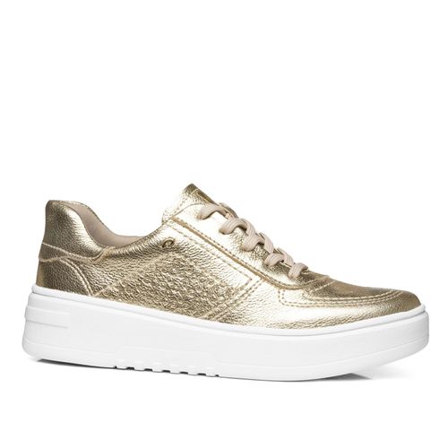 Tênis Pegada Feminino em Couro Ouro 213101-03