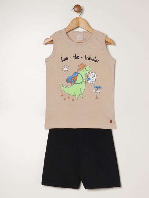 Conjunto Curto Infantil Para Menino - BEGE
