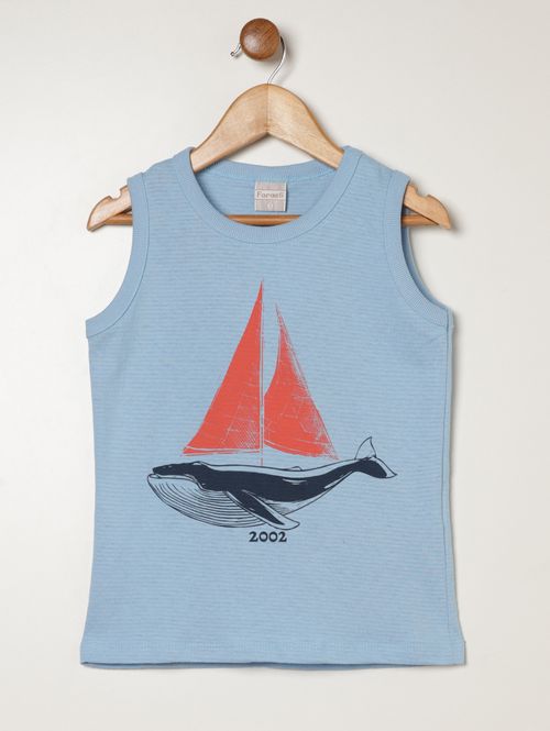 Camiseta Regata Estampada Infantil Para Menino- AZUL