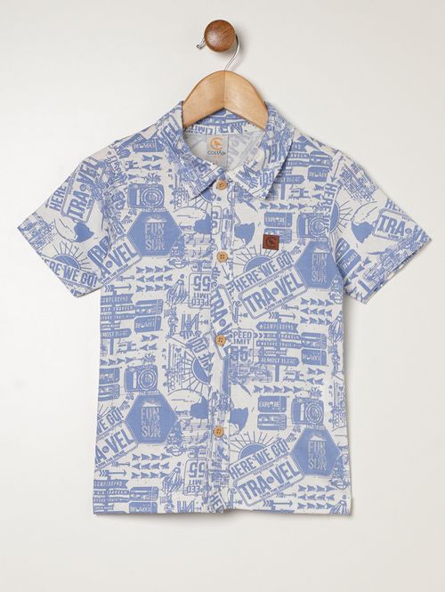 Camisa Estampada Infantil Para Menino - AZUL