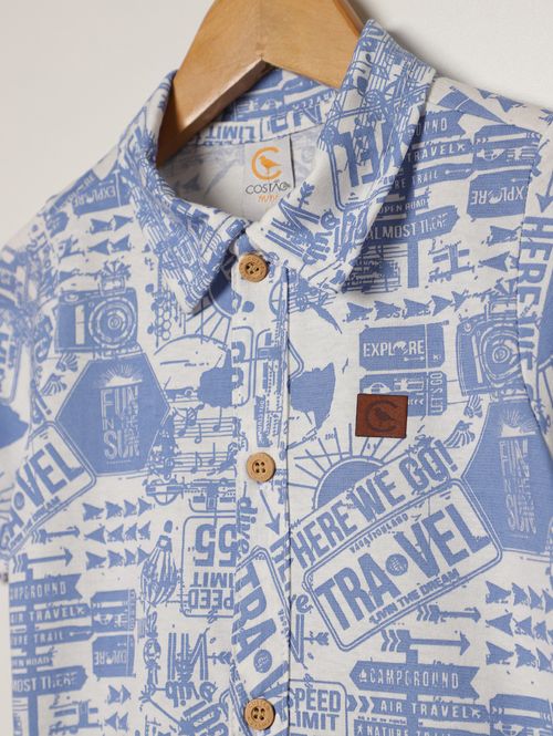 Camisa Estampada Infantil Para Menino - AZUL