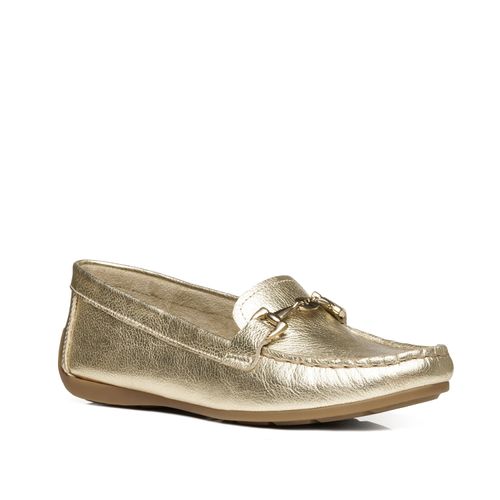 Mocassim Pegada Feminino em Couro Ouro 249007-04